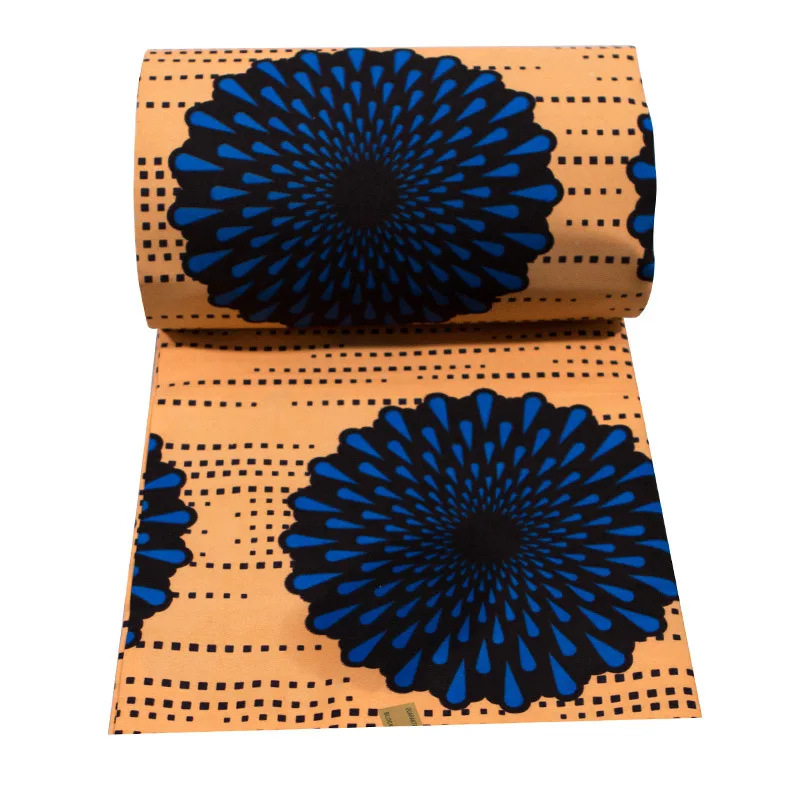 New Arrivals Fashion Design African Real Wax Blue &amp Black Flowers Printed Fabric 6Yards | Аксессуары для одежды