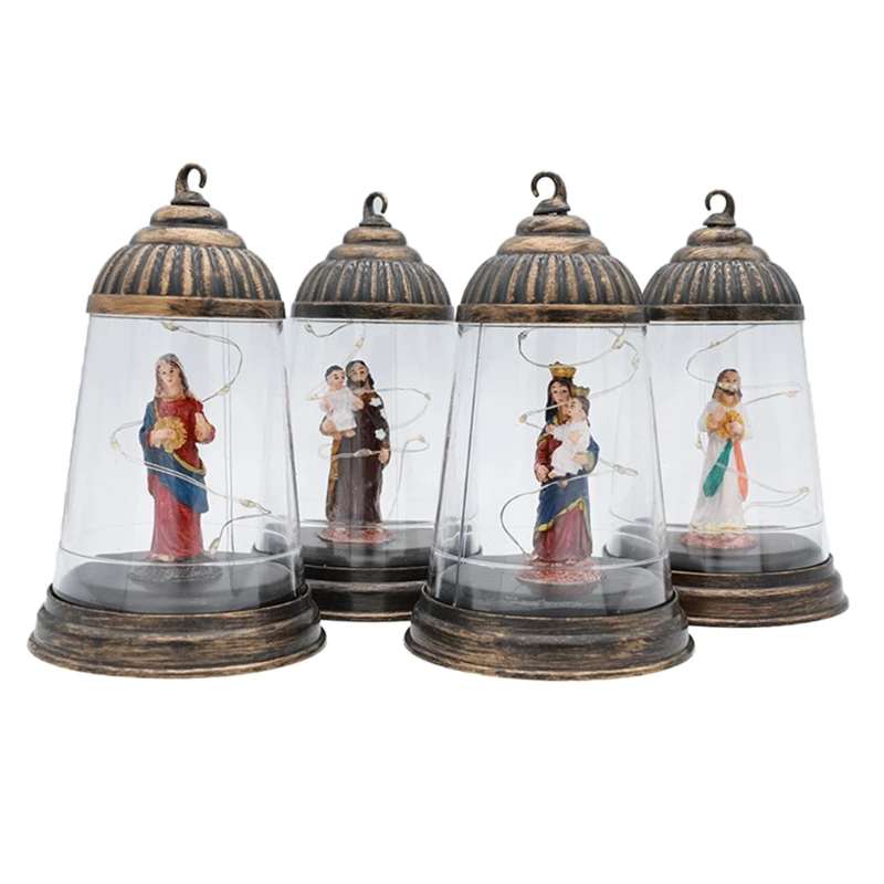 

Рождественская Статуэтка с искусственным орнаментом Иисуса светодиодный Ной гирляндой, подвесной ретро-фонарь, праздничное украшение