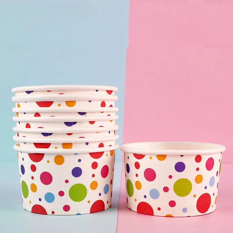 50 шт одноразовые толстые бумажные вечерние чашки для мороженого красочные
