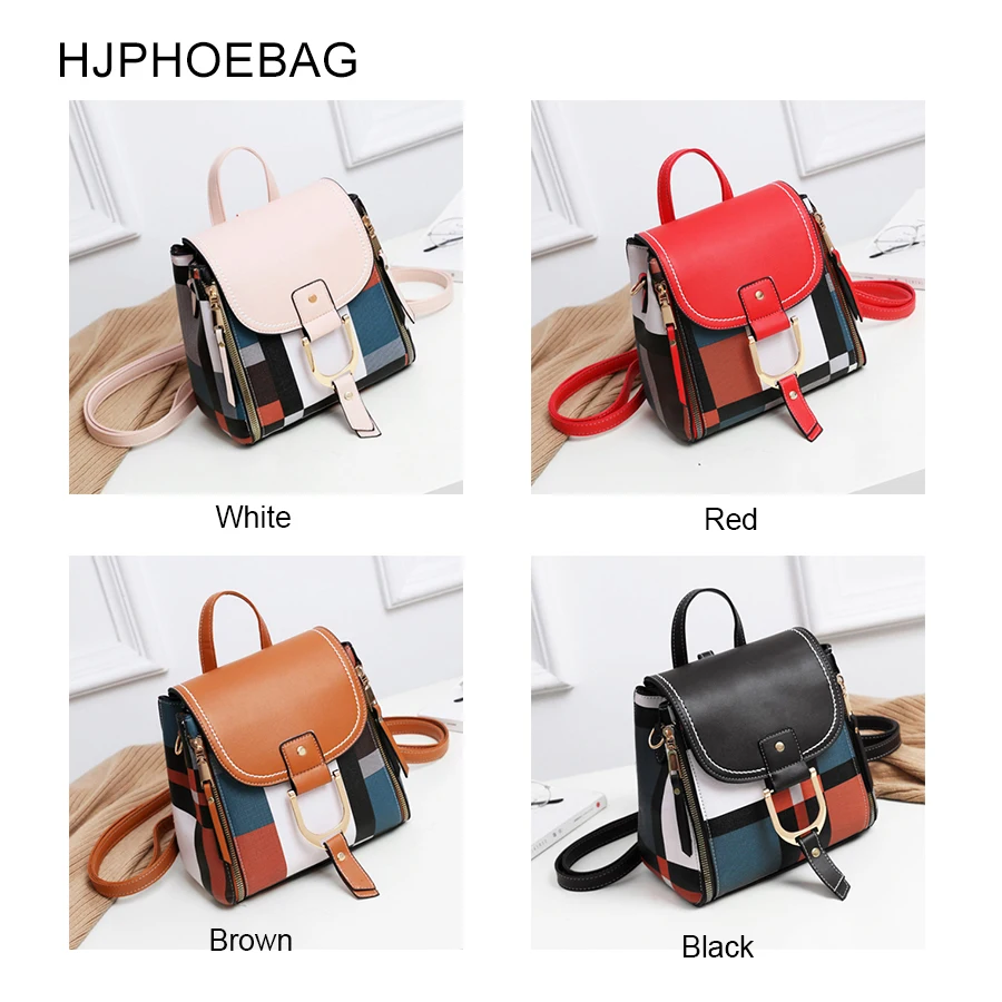 HJPHOEBAG Fashion Women PU Leather Backpacks Female School Bags for Teenager Girls Travel shoulder bags mochila YC255