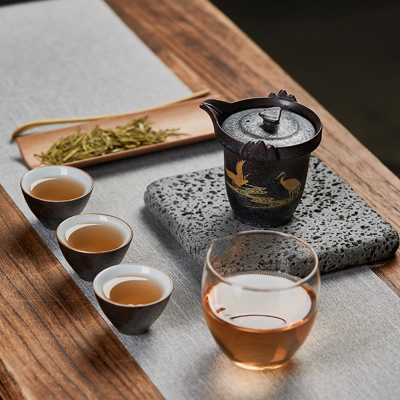 

Креативный современный офисный чайный набор простой портативный чайный набор для путешествий Гонг фу китайские чайные сервизы керамика ру...