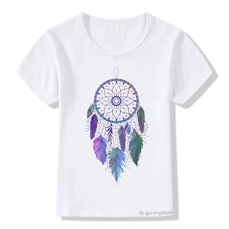 Kawaii детская футболка Забавный Ловец снов Мандала узор милая девочка мультфильм