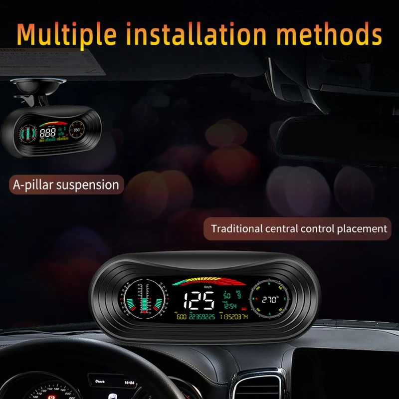 

P18 GPS HUD Head Up Display Car SMART GPS SLOPE METER Speedometer Inclinometer Pitch Automotive Compass Altitude Clock