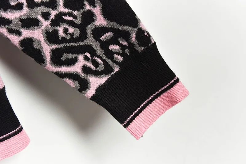 Модный женский трикотажный жаккардовый свитер с леопардовым принтом тигра и