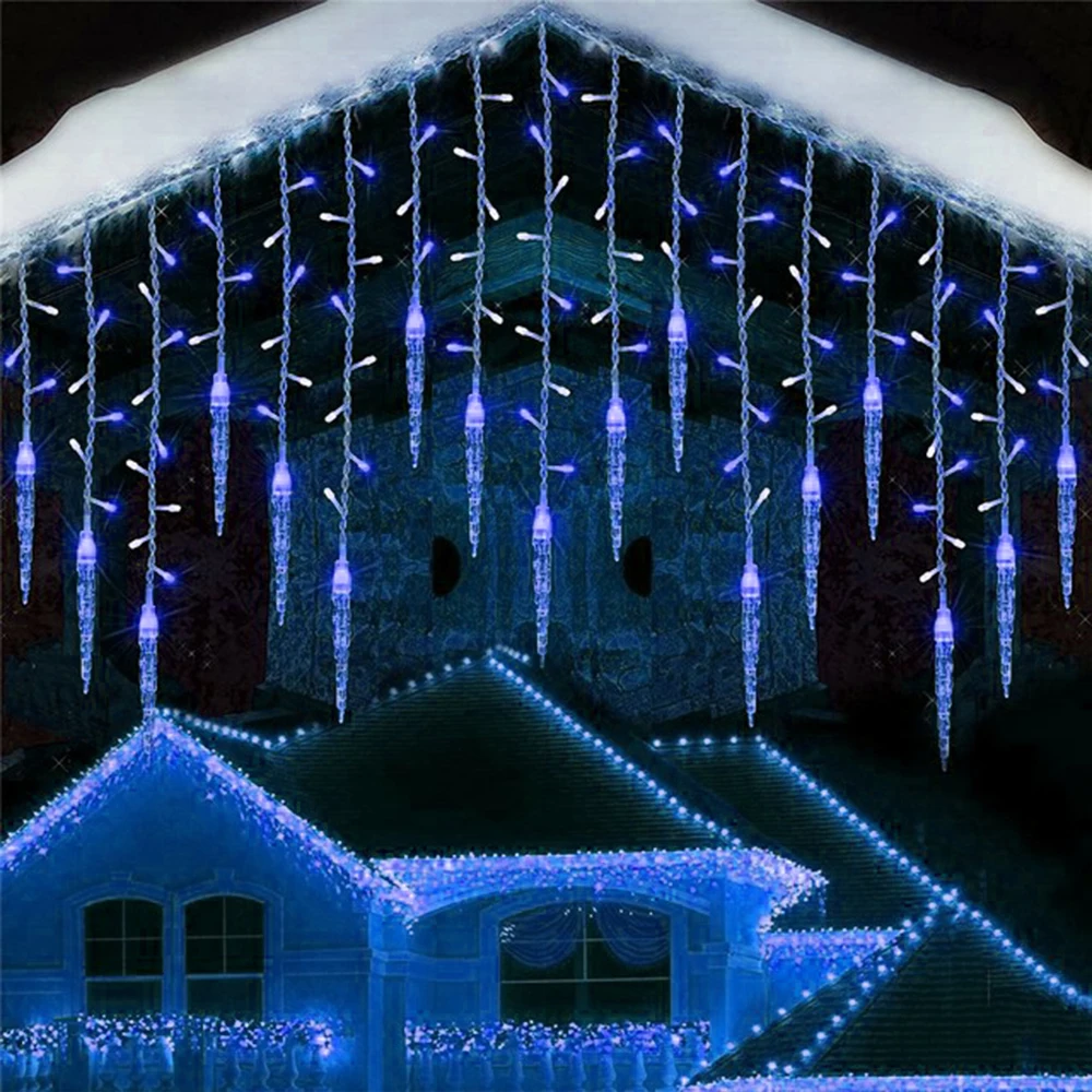 

Рождественская гирлянда, светодиодная гирлянда-занавеска в виде сосулек, светильник-20 м, домик «Водопад» на новый год, Хэллоуин, украшение д...