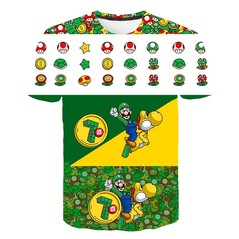 

2021The Soaring Mario T-Shirts For Boys And Girls in Summer 2021 Round Neck Polyester Sports Top Strange Things4-14Y