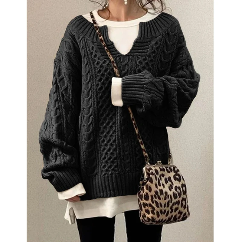 

Женский вязаный свитер с V-образным вырезом Lugentolo