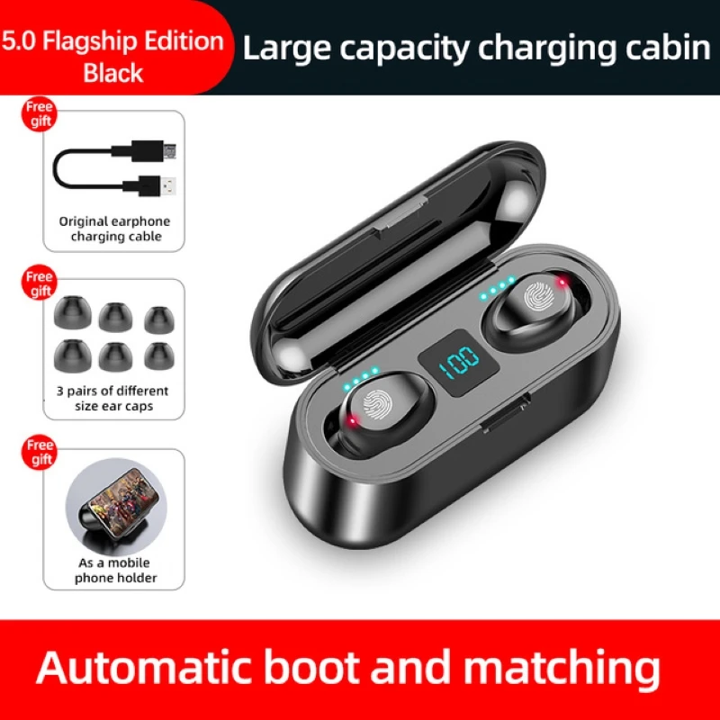 

New F9 Wireless Headphones Bluetooth 5.0hd Call Hifi Mini Waterproof Earphone Sports Running Headset Support Ios/android Phones