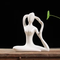 european white ceramic yoga figurines yoga girl sculpture crafts abstract figures small decoration living room decoration gifts
