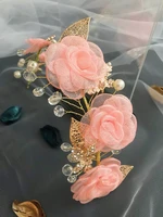 peach pink roses crownflower girl headband bridal hair accessory bridesmaid crown