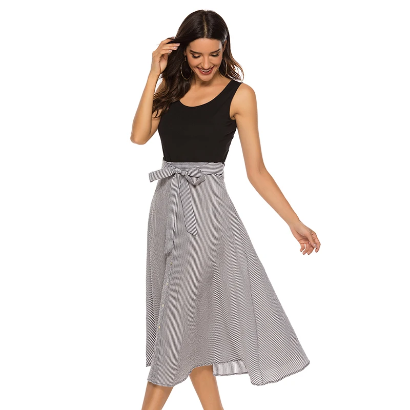 

Женское винтажное платье миди в полоску, с V-образным вырезом, до колена