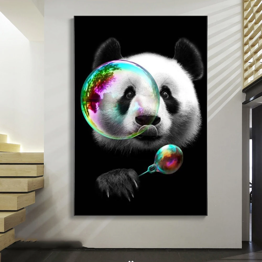 

Lovely Panda Canvas Art Posters And Prints Animals Canvas Paintings On the Wall Art Cartoon Pictures For Kids Room Wall Decor