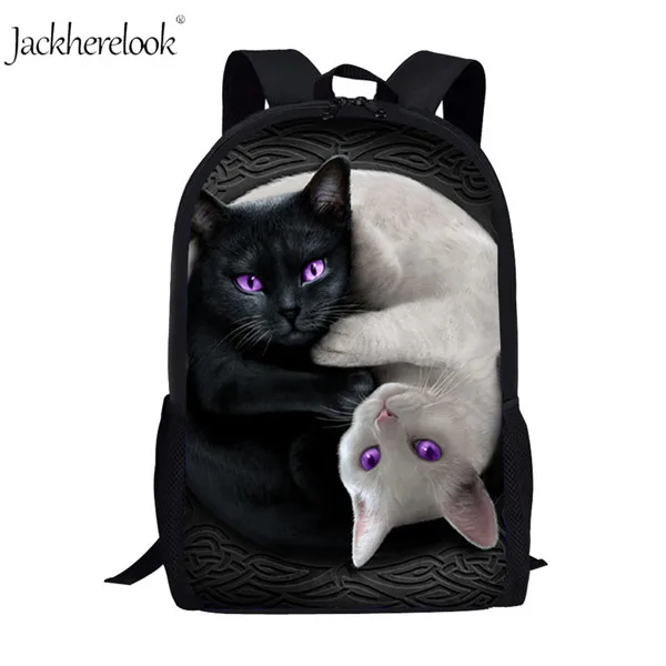 HK863C Jackhereook Черный Инь Ян кошки школьные рюкзаки для девочек милый детский рюкзак для котенка для мальчиков книжные сумки для начальной школы Студенческая сумка детские подарки - Цвет: HK863C