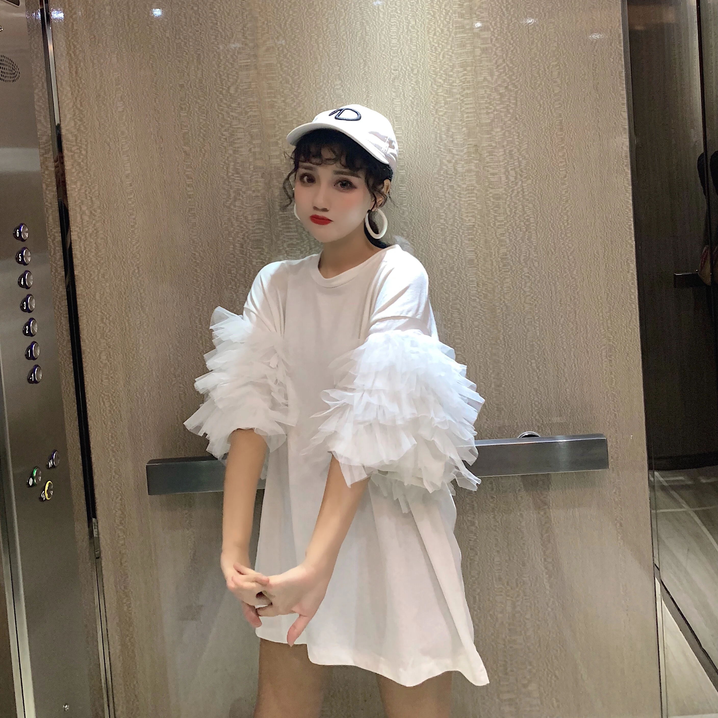 Футболка MUMUZI женская летняя хлопковая с длинным рукавом и О вырезом|Футболки| |