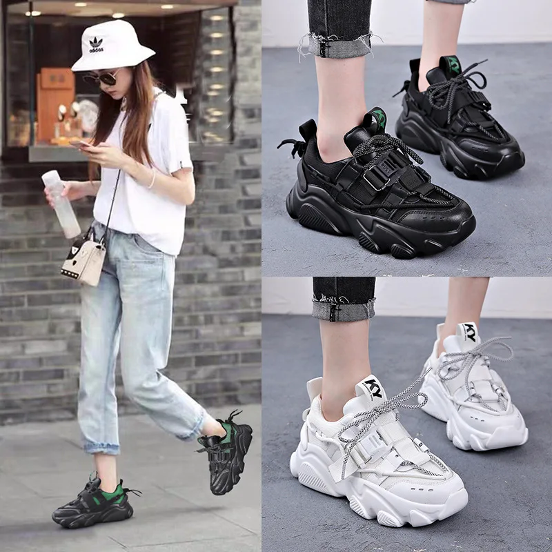 

Women's Dad Shoes 2020 Spring New Model Smart Smoked Super Fire Leather Women's Shoes Casual Sneakers Woman Vulcanize Shoes