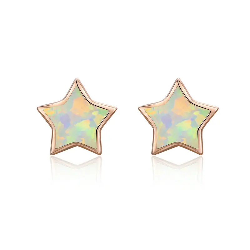 Star BAMOER, Новое поступление, 925 пробы, серебряные, милые кошачьи уши, большой камень, маленькие серьги-гвоздики для женщин, модные серьги, ювелирное изделие, SCE538 - Окраска металла: Star