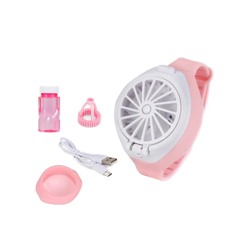 

2 In 1 Watch Fan Bubble Machine Multifunctional Portable Fan Bubble Maker Air Cooling Fan USB Rechargeable For Kids Adult Summer