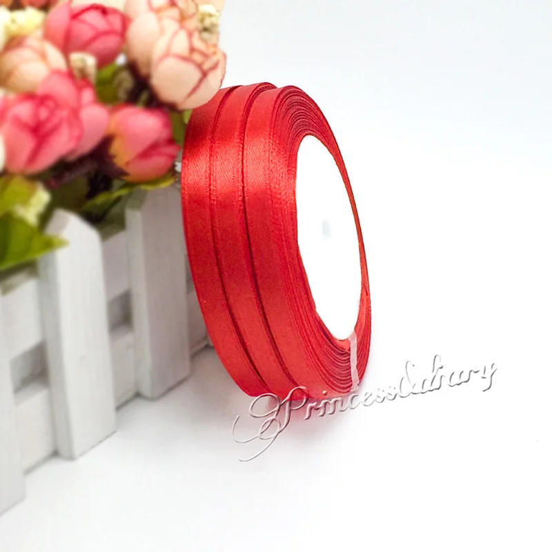 10 шт. Сатиновые ленты шириной 25 ярдов 6 мм для свадьбы украшения рождественской