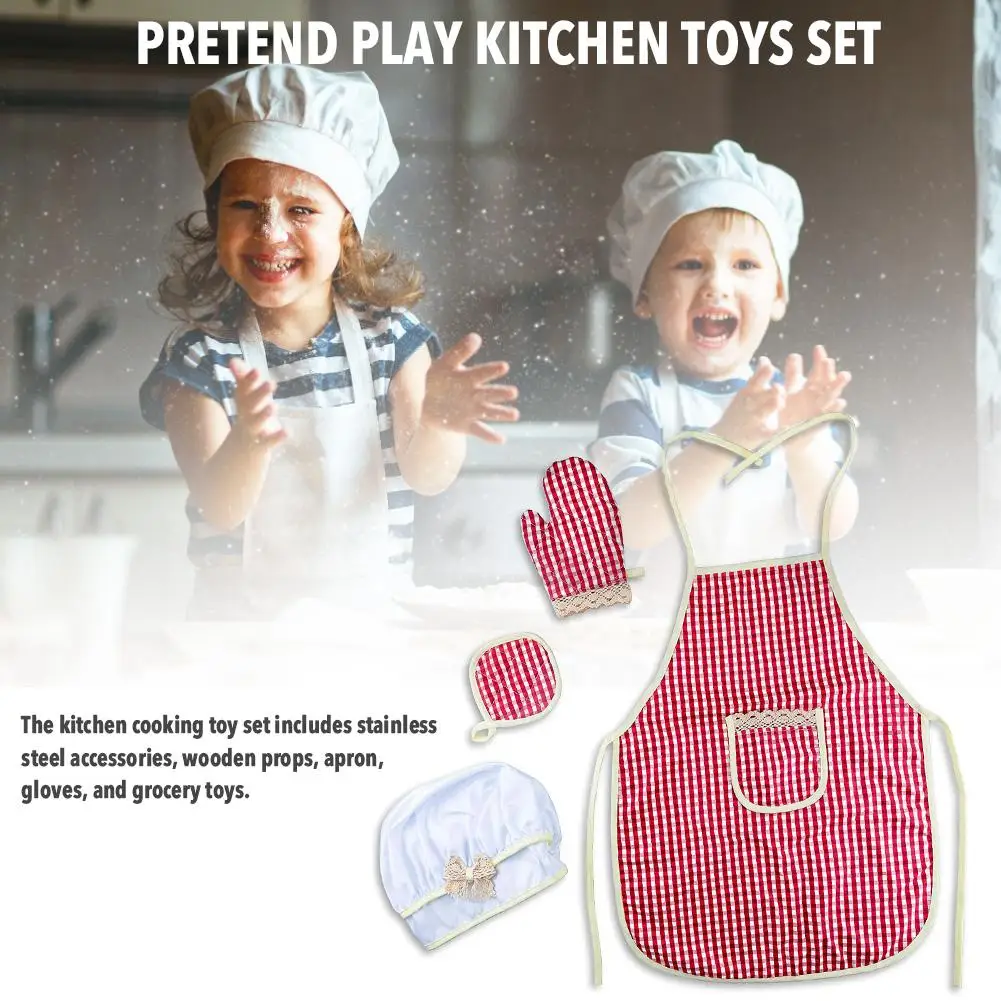 

11Pcs Kitchen Play House For Children Kids Cooking Apron Hat Baking Set Toys Educational Toys Gifts For Girls