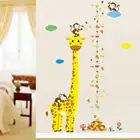 Мультяшный жираф, обезьяна, Детская Таблица роста, настенная наклейка, Детская Наклейка, датчик, детская комната, наклейка