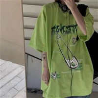 womens oversized t shirt pin creative printing avocado green summer o neck basic korean harajuku p2k punk goth couple top emo