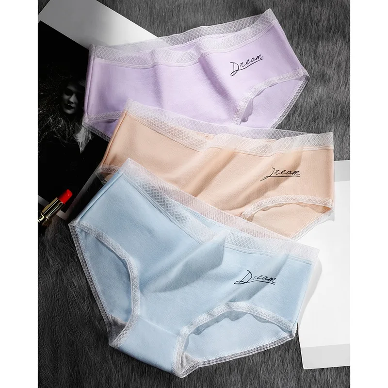 Сексуальные хлопковые кружевные трусы женские бесшовные трусики с принтом Трусы