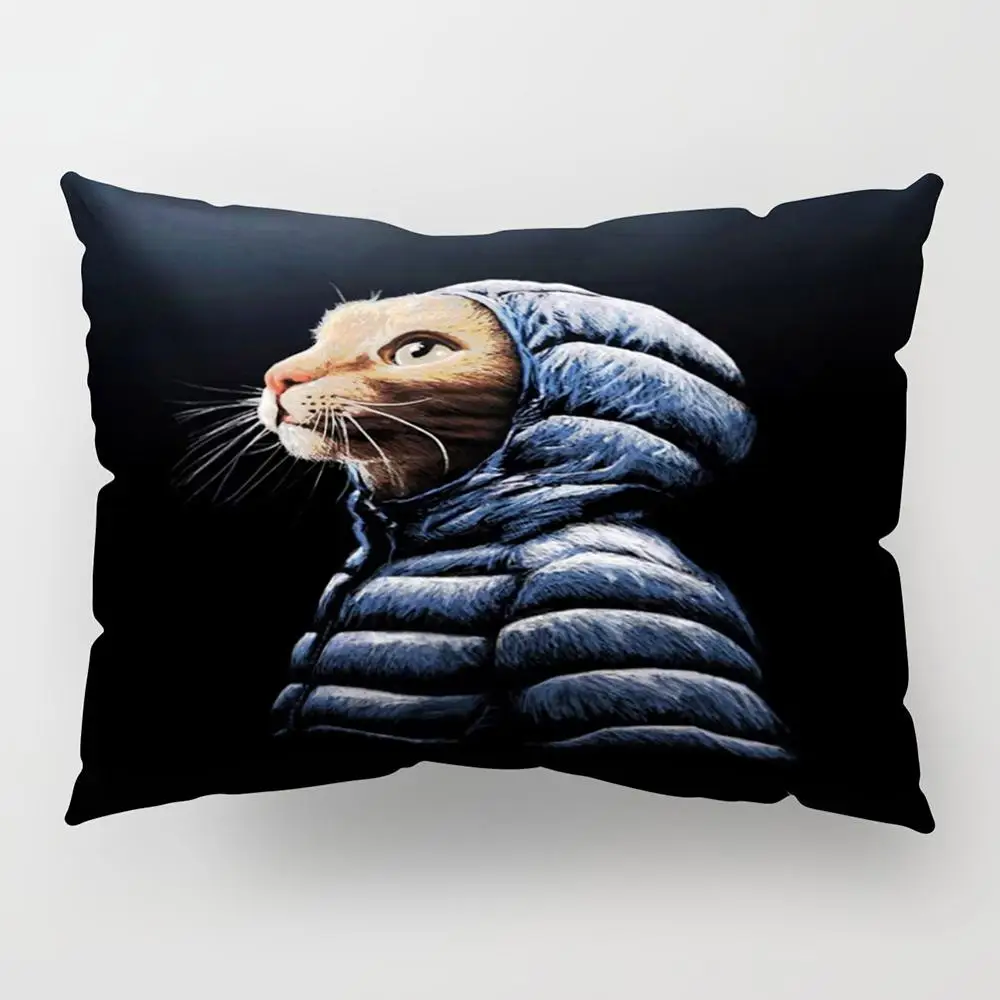 Чехол Подушка с изображением кота птицы цветов неба листьев|Подушка| |