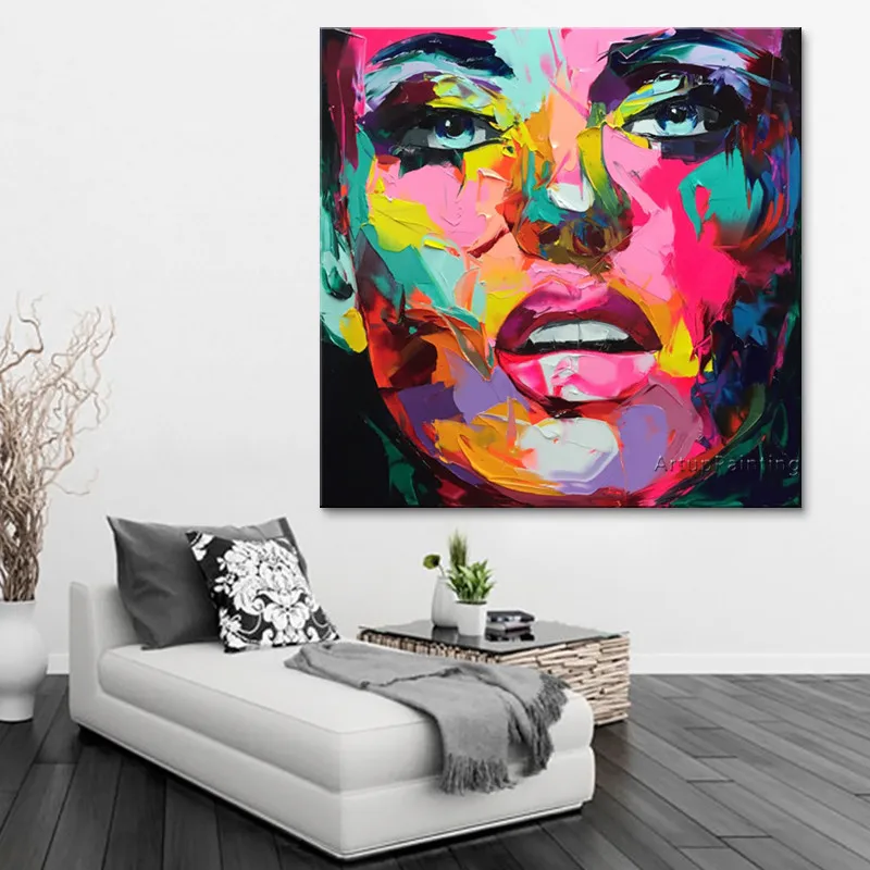 Лицо картина маслом на холсте Франсуаза Nielly настенные художественные картины для гостиной Тяжелая Текстура палитра нож caudros украшение