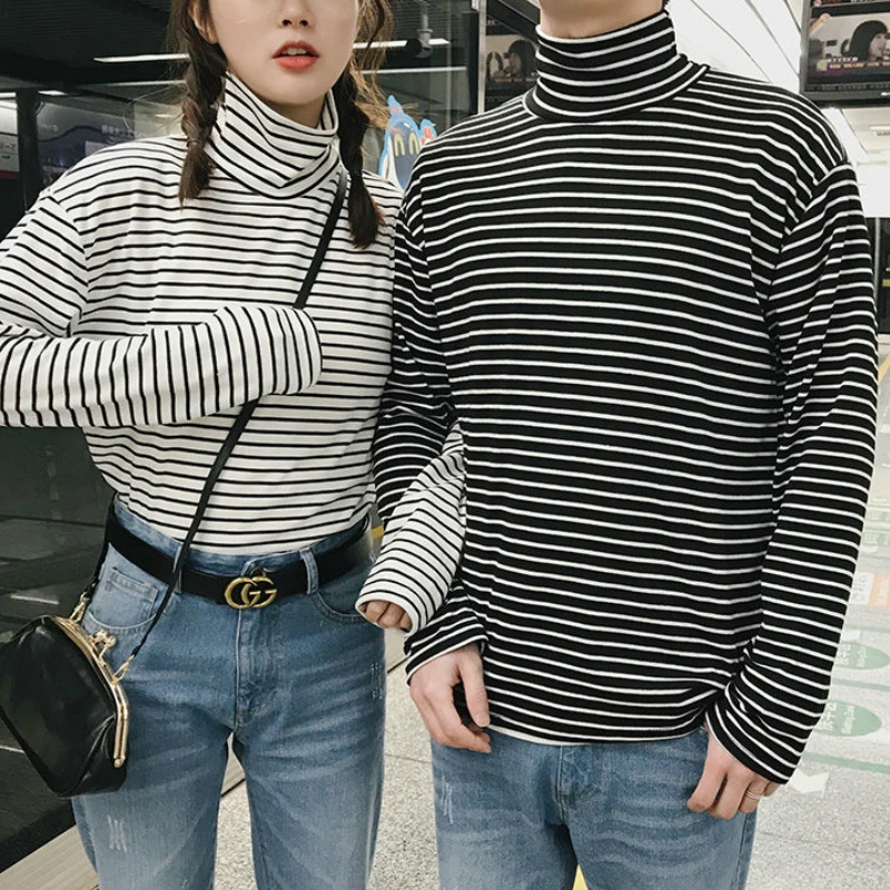 Футболка мужская с длинным рукавом полосатая водолазка в стиле оверсайз