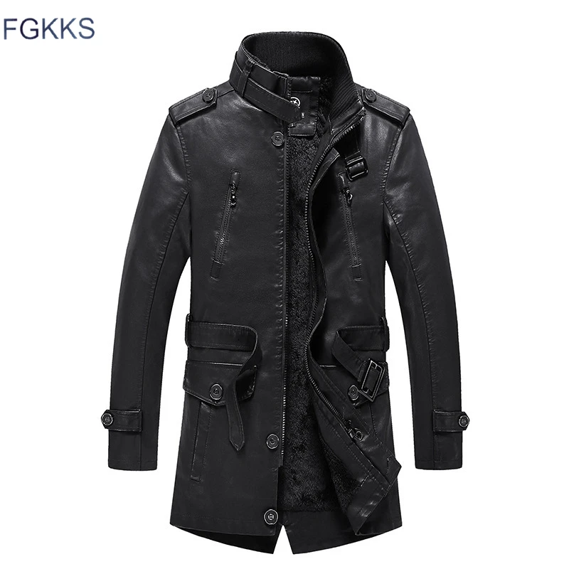 Мужская кожаная куртка FGKKS мотоциклетная из искусственной кожи высокого