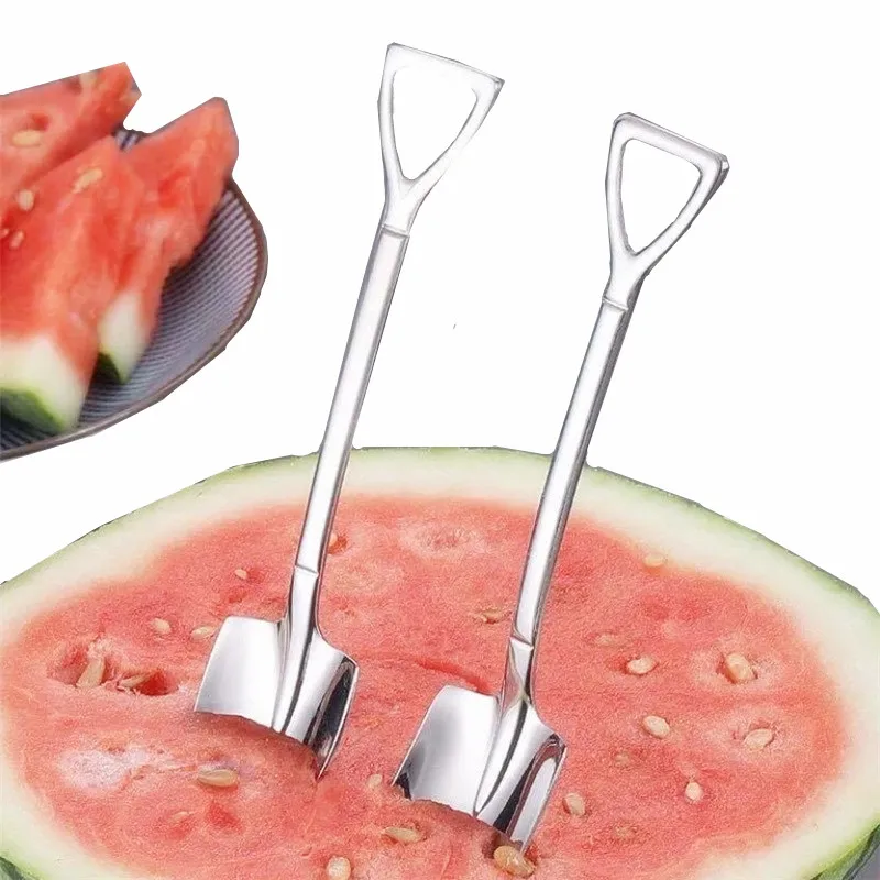 

Stainless Steel Spade Shovel Spoons Creative Teaspoons with Long Handle Ice Cream Coffee Dessert Spoons for Kitchen Tablewares