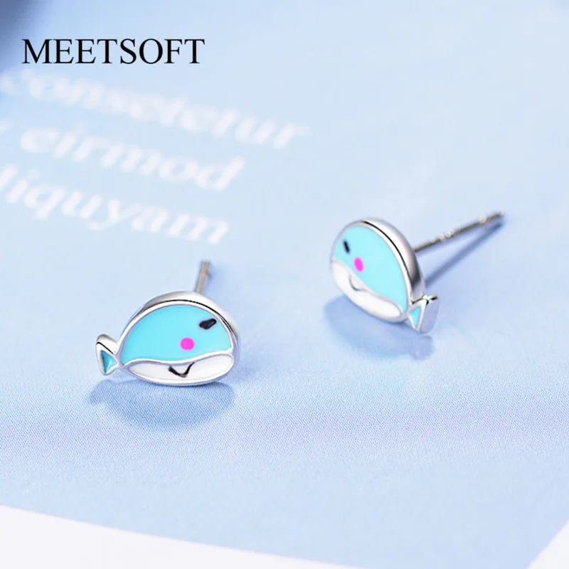MEETSOFT 925 пробы женские серьги-гвоздики с защитой от аллергии | Украшения и