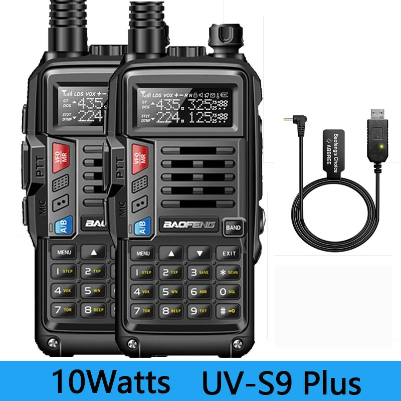 Рация BaoFeng UV-S9 Plus 10 Вт Двухдиапазонная (136-174 МГц VHF и 400-520 UHF) поддержка USB-зарядки 2