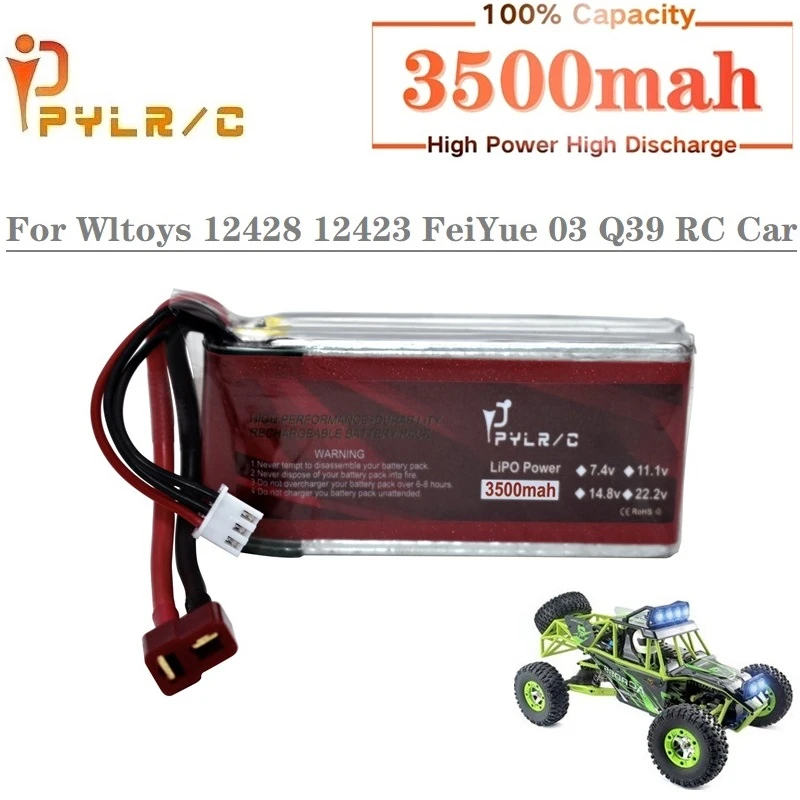 Обновленная мощность RC Car Lipo батарея 2s 7 4 V 3500mAh 45C Max 60C для Wltoys 12428 12423 feiyue 03 Q39
