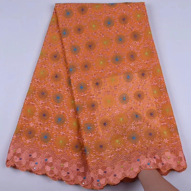 

The top high quality colour embroidery cotton lace fabric Nigeria France Dry voile lace with African High-end dress party