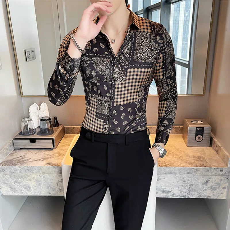 

Plaid Shirts Fashion Men Long Sleeve Slim Fit Casual Shirt 2021 Streetwear Chemise Homme Social Party Clothing Camisa Masculina