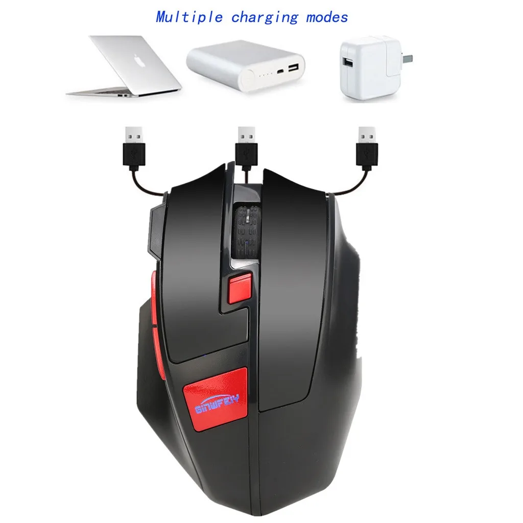 Подсветка логотипа дизайн GINWFEIY W2 Беспроводная игровая мышь 2 4G эргономичная