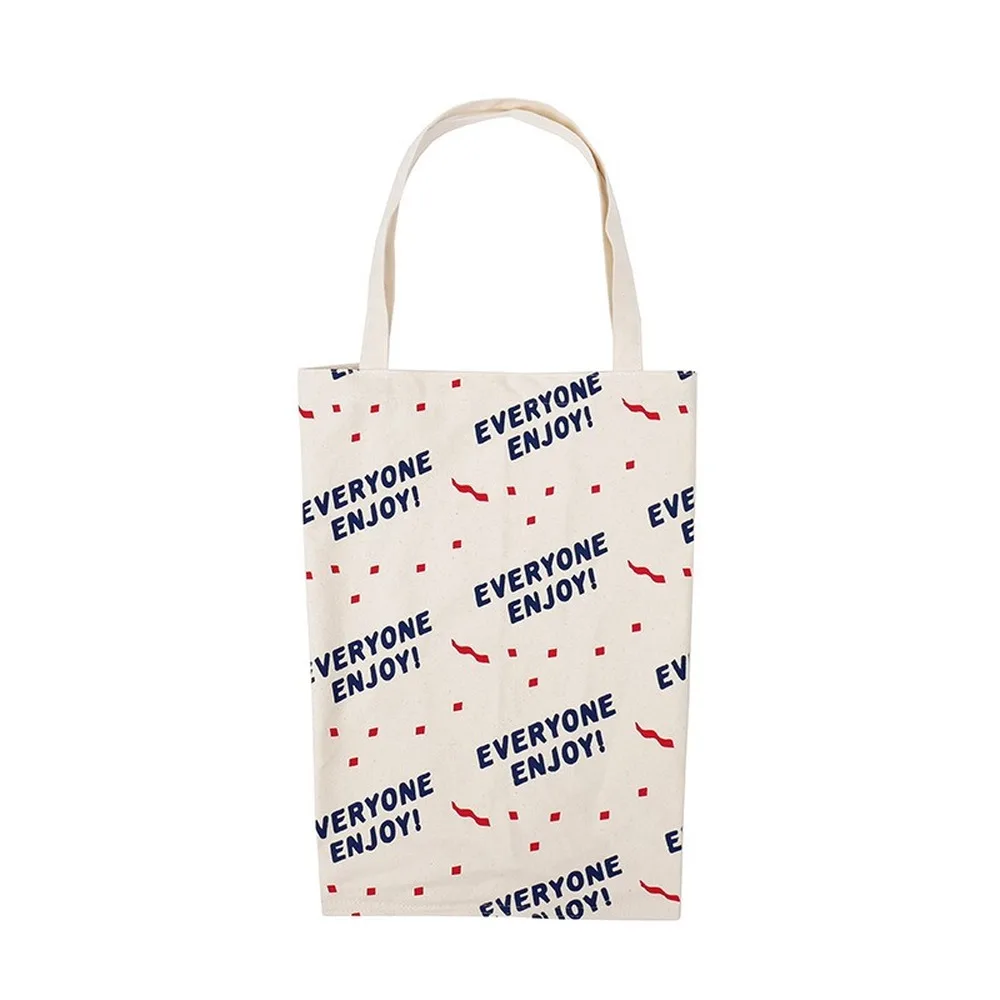 

2021 Japanese Korean Canvas Fresh Casual Letter Shoulder Bag Literary Simple Cloth Bag Large Capacity Totes for Women Girls