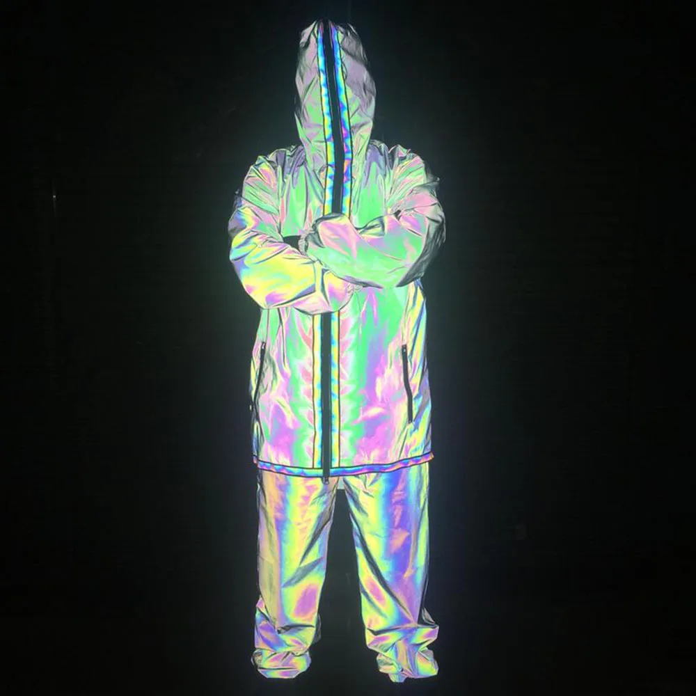 Мужские светоотражающие куртки цветные Длинные Повседневная ветровка Мужская