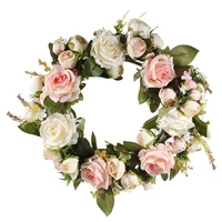artificial simulation rose artificial wreaths silk peony flowers round heart simulation garland for wedding party decoration