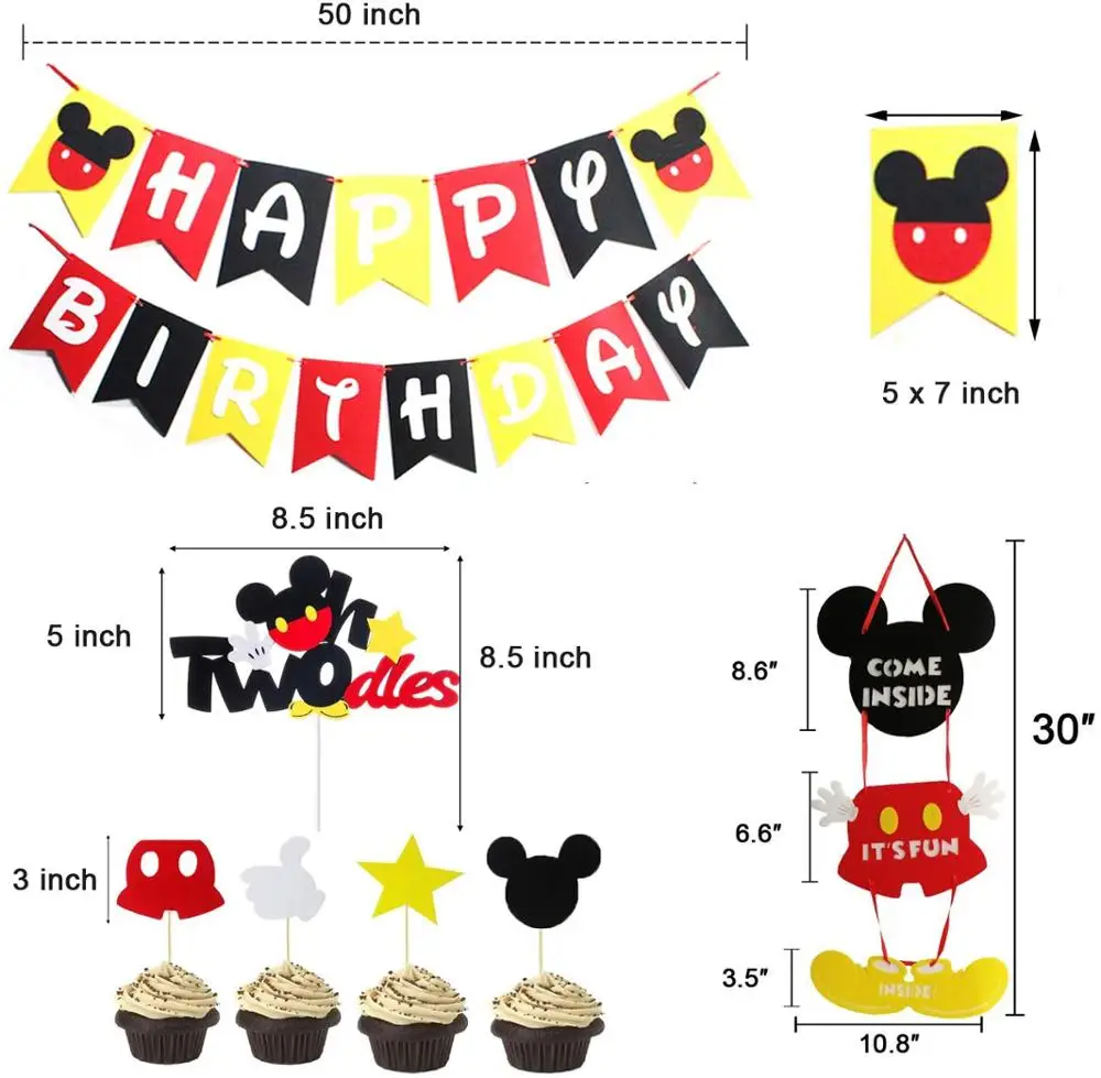 Микки Маус тема вечерние Детские баннер 8 человек одноразовые пластины салфетка