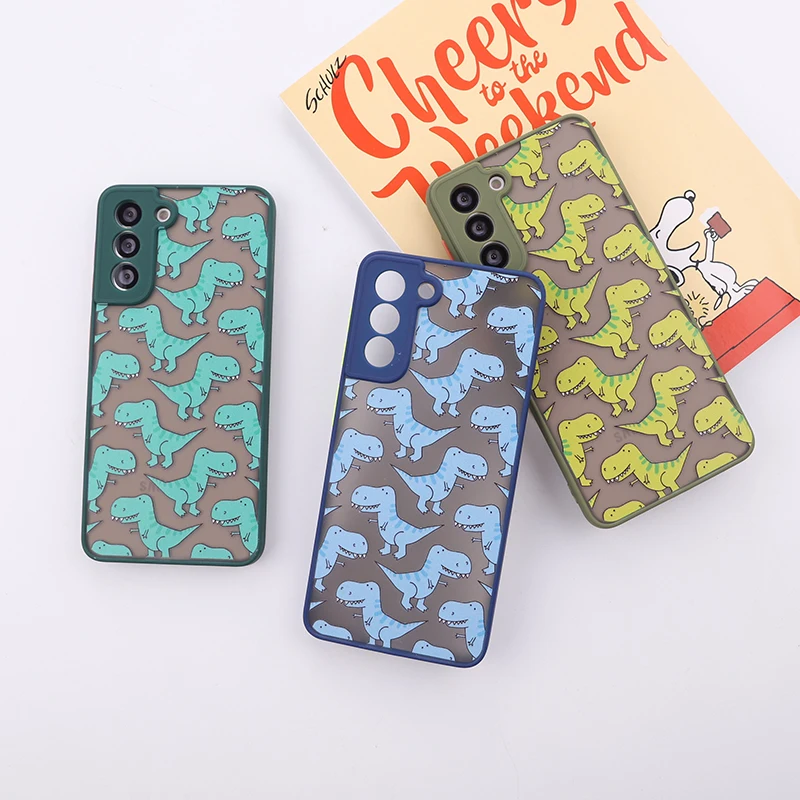 

Cute Colorful Dinosaur Matte Protection Phone Case For Samsung Galaxy A30 A50 A70 A71 A51 A52 S9 S10 S10Plus S21 Back Cover