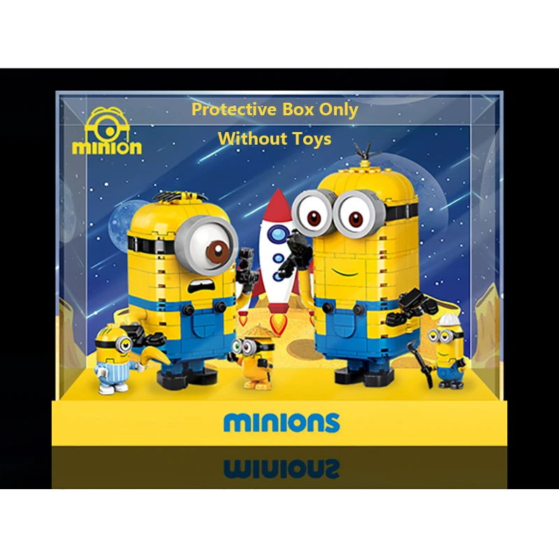 

3mm Thickness Building Block Acrylic Display Box For Minions 75551 (No Model) For Children Educational Toys Gift - Black Bottom