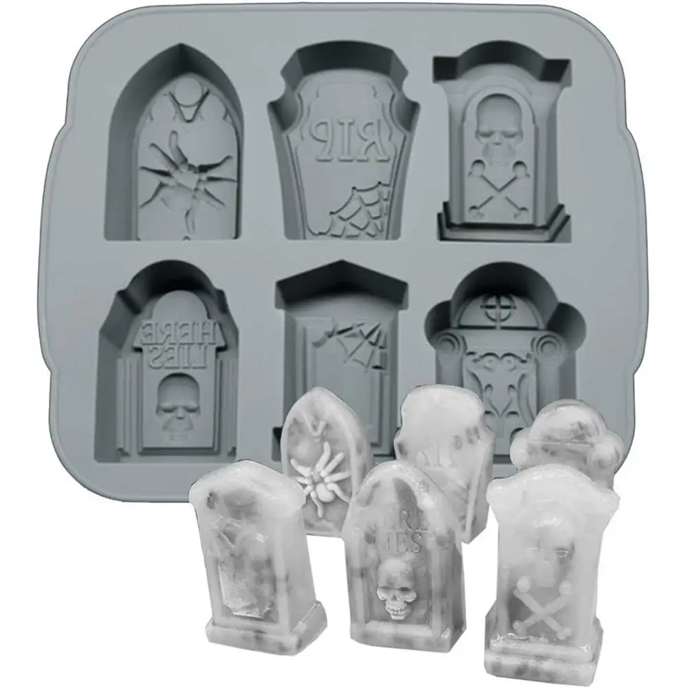 

Halloween Gravestone Silicone Mold Ice Tray Cake Fondant Mould Tombstone Shape Horror Ice Molds Halloween Party Decoration