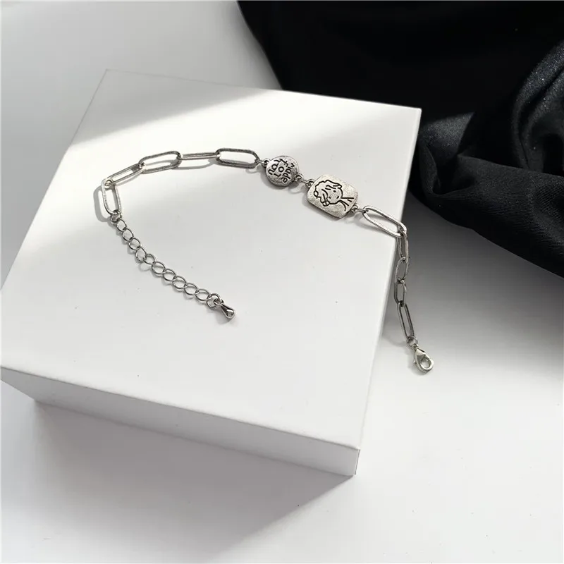 

Cute Little Boys Charm Bracelet Adjustable Chains Hip Hop Square Figure Bracelet Geometric Round Letter Jewelry