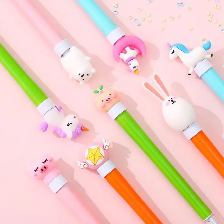 1 шт. 0,5 мм Kawaii Мультфильм Единорог кролик освещение черные чернила гель детская ручка подарок школьные офисные канцелярские принадлежности