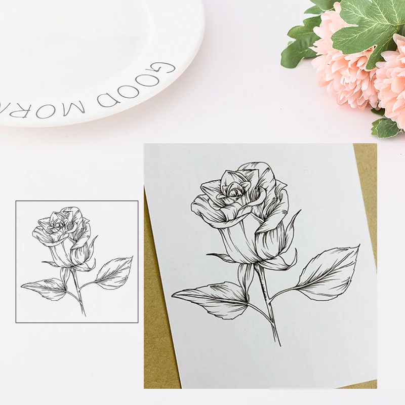 

Clear Stamps Rose Flower Transparent Rubber Stamps Silicone Scrapbooking for Card Making Photo Album Craft Decor New Stamp 2019