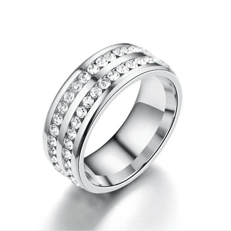 Простые стразы кольца для мужчин и женщин 4 цвета титановая сталь двухрядные