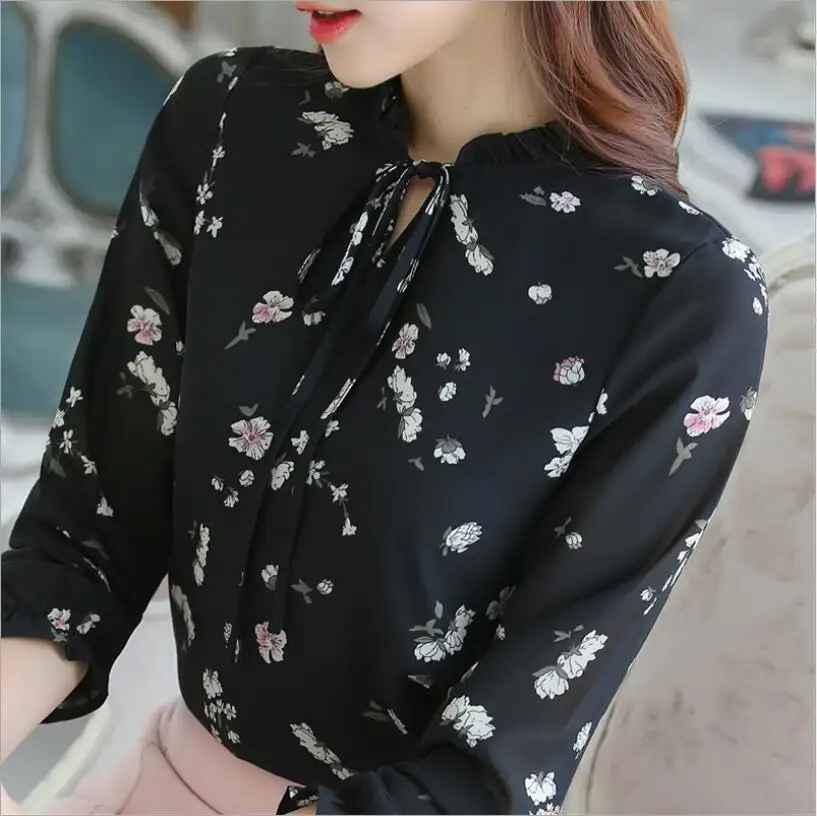Fanco Blusas Femininas, модные цветочные топы и блузки, осенние женские рубашки с длинным рукавом, шифоновые женские блузки с принтом