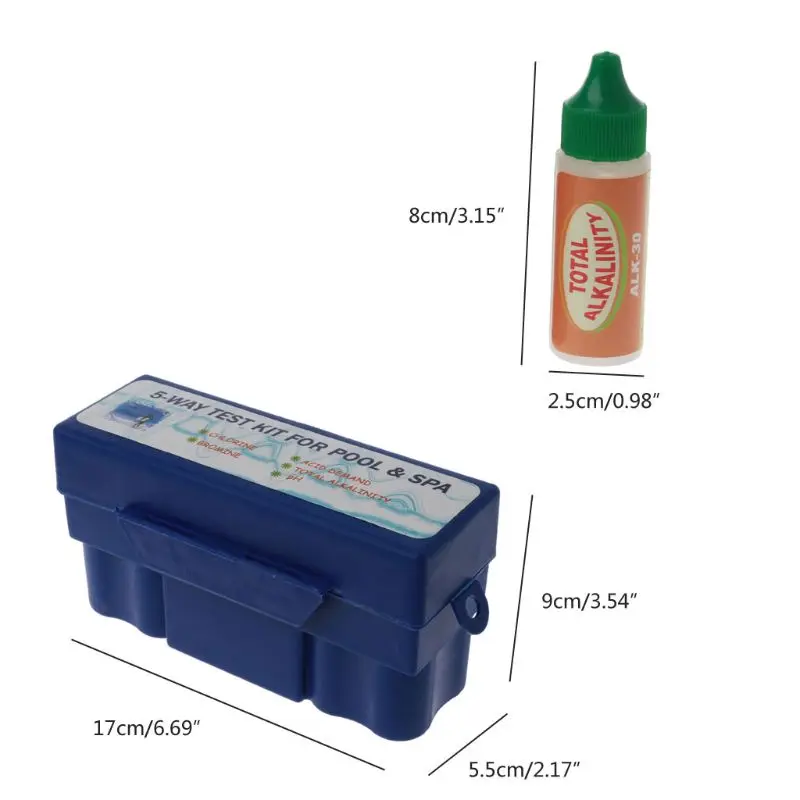 

5-Way Test Kit Pool Swimming Pool Spa Water Chemical Test Case Kit for Chlorine Ph Bromine Alkalinit Acid Demand Test